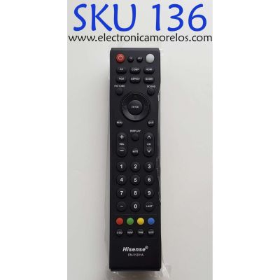 CONTROL PARA TV HISENSE (NUEVO, ORIGINAL) / NUMERO DE PARTE EN-31201A / SRC-4503 / SO12090020 / QC12I17D MODELOS LEDN32K15US / LHD32K20AUS / LHD32K26US / LHD37V87US / LHDN32V66AUS / LTDN23K15US / LTDN24K16US / LTDN24K20US / LTDN24V87US / LTDN39V77US